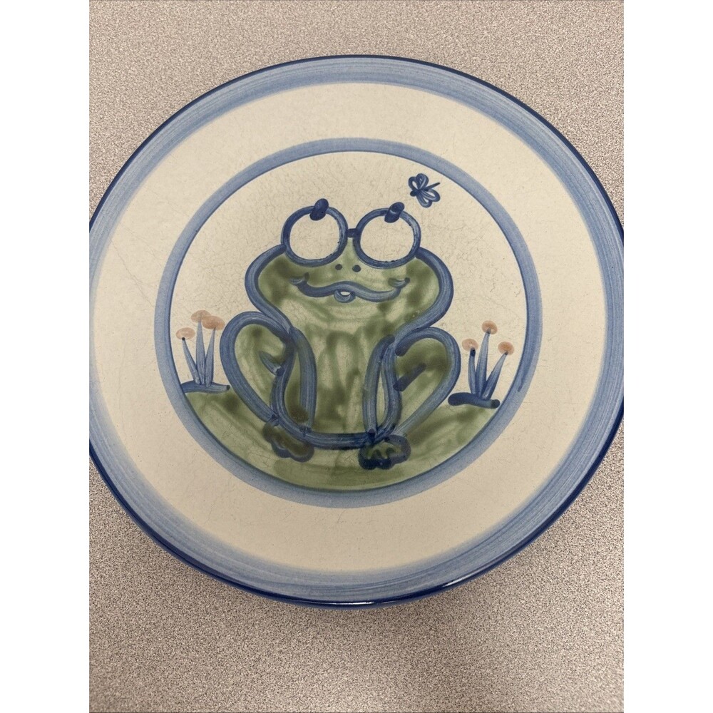 M A Hadley RARE Vintage Frog and Dragonfly 11” Dinner Plate Stoneware Ceramic